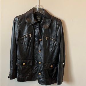 St. John leather coat size 4